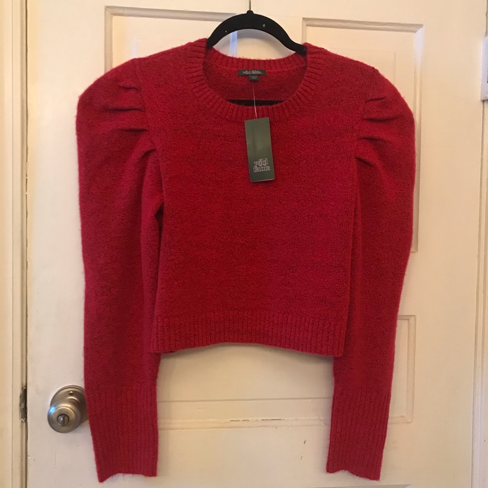 Puff Sleeve Cropped Sweater